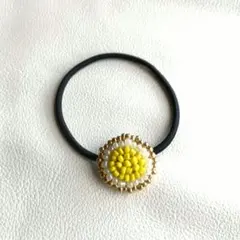 ビーズ刺繍 ヘアゴム 花柄 ハンドメイド