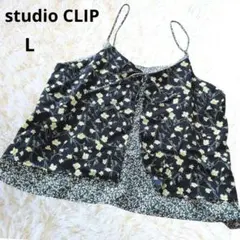 studio CLIP 花柄 キャミソール リボン デザイン ネイビー Lのサムネイル