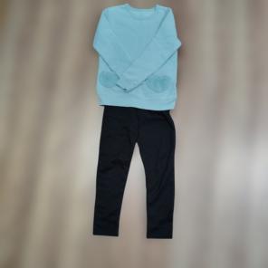 水色ポケット付き長袖カットソーと黒レギンスセット 130 セット