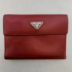 PRADA プラダ 折財布 レッド コンパクトウォレット メンズ　レディース