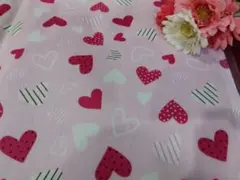 新品未使用自宅保管品　50センチカットピンク色ハート柄オックスプリント撥水生地