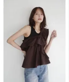 polaura ポローラ ノーブルダブルバルーントップス brown - メルカリ