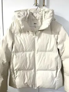 ユニクロ シームレス ダウンパーカー S ホワイト アイボリー 美品