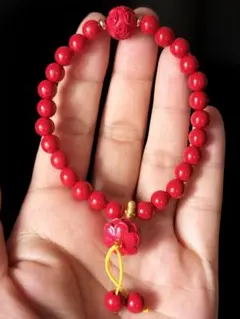 朱砂 辰砂　天然石 可愛い小玉　ブレスレット
