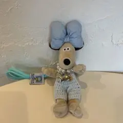 グルミット　キーホルダー　リボン　水色