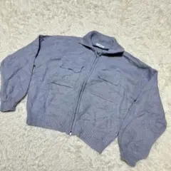 【2PINK】/ジップジャケット/M/サックス/羽織り/トップス/ニット