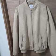ZARA フェイクスエード ボンバージャケット ベージュ XLのサムネイル