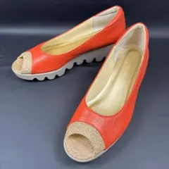 【美品】ヒルズアヴェニュー ウェーブソール オープントゥ パンプス オレンジのサムネイル