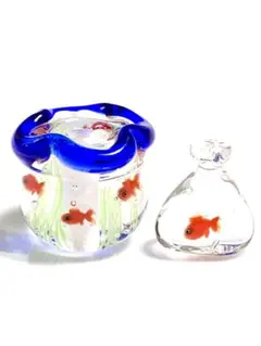 トンボ玉セット（金魚鉢と金魚すくい）