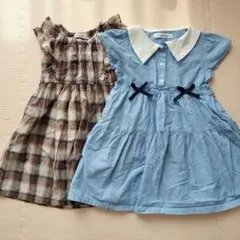 110cm女の子ゴールデンベア半袖ノースリーブワンピース2点セット【まとめ売り】