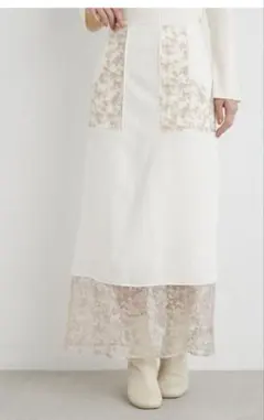 LILY BROWN スイッチングレースタイトスカート