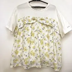 ポンポネット 切り替えTシャツ 半袖 花柄　160cm