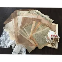 蝋引き紙 紅茶珈琲染め 洋書 楽譜 50枚セット ジャンクジャーナル/コラージュ