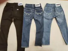Lee 130サイズ黒パンツ & EDWIN 120サイズ デニムパンツセット