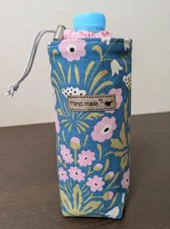 【保冷保温】ペットボトルカバー　ペットボトルホルダー　北欧風　花柄　口布ピンクのサムネイル