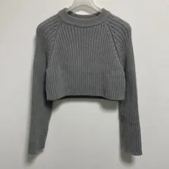 ZARA クロップド ニットセーター ショート丈 グレー Mサイズ
