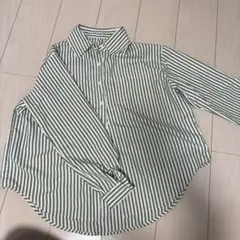 ストライプ長袖シャツ 緑と白
