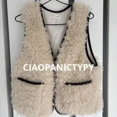 【美品】CIAOPANIC TYPY ファー ベスト アイボリー 人気