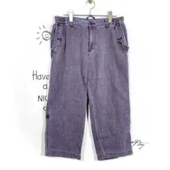 エレメントオブシンプルライフ デニムパンツ(M)リネン混 クロップド パープル