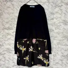 Blumarine◆シルク100％ ニットチュニック/イタリヤ製 花柄 異素材