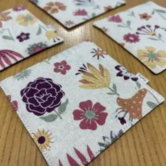 ハンドメイド　コースター　北欧　花柄⑦　４枚セット