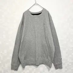 ️【裏起毛】チャンピオン　スウェット　長袖　ロゴ　刺繍　無地　グレー　L　古着