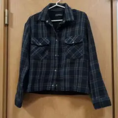 ネイビー系　チェックシャツ