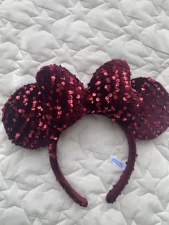 ミニーマウス風 赤 スパンコール カチューシャ