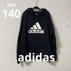✨キッズパーカー✨ アディダス adidas 黒 パーカー ロゴ入り フード