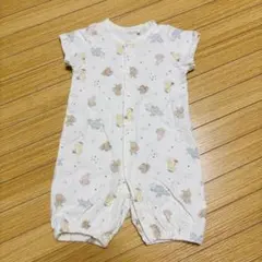 西松屋　ベビー　ロンパース　白　パステルカラー　動物　サーカス　50-60