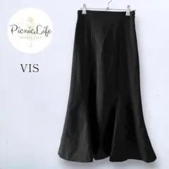 美品【VIS】裏起毛マーメイドスカート ロング フレア ウエストゴム S 黒