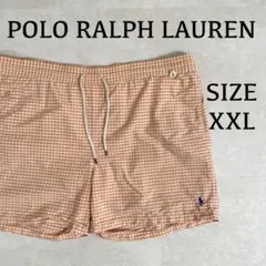 90s POLO RALPH LAUREN オレンジ チェック柄 スイムショーツ