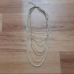 パールとゴールドチェーンのネックレス6連　美品