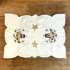 クリスマス テーブルウエア テーブルランナー ドイリー クロス 刺繍 キャンドル