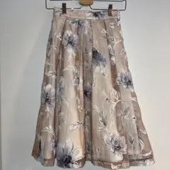 花柄刺繍 フレアスカート ロング丈 ピンク MERCURYDUOのサムネイル