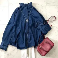 極美品　人気完売　ジャーナルスタンダードレリューム デニムフリルシャツ