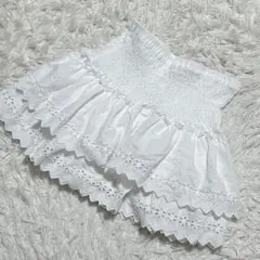 【c7499】✨美品✨ミニスカートズボン　フレア　ホワイト　レース
