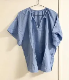 【美品】プリスティン（PRISTINE）カルゼブラウス 草木染め（サックス）