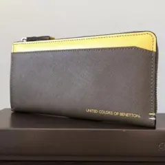 BENETTON 長財布 ラウンドファスナー レザー ブラウン 未使用品