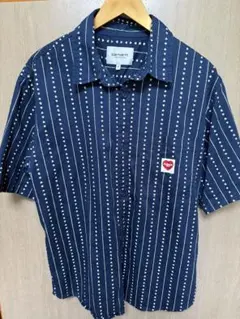 Carhartt ハートロゴ ハート柄ストライプシャツ M ネイビーのサムネイル