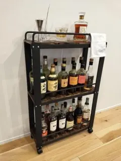 ウイスキーラック　サイドバーワゴンタイプ　男前インテリア　1119