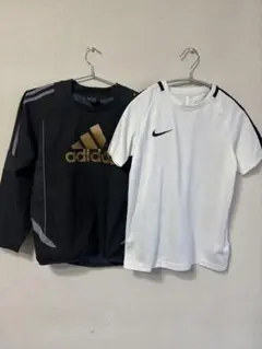 adidas 黒 Tシャツ 140cm Nike 白 Tシャツ M 2点セット