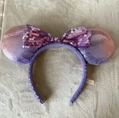 特別価格 即日発送 Disney ミニー カチューシャ スパンコール パープル