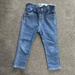 デニムブルー ウエストリボン付きパンツ