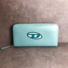 美品 DIESEL ディーゼル レザー 長財布 ラウンドファスナー Dロゴ 現行