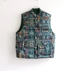 完売 CABaN リバーシブル PALERMOプリント ダウンベスト グリーン