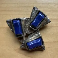 アンティーク風ブローチ　シルバー、ブルー
