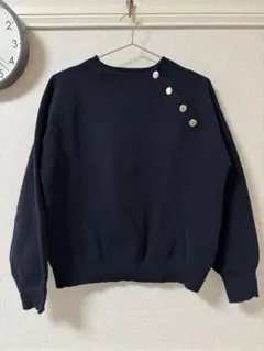 RagOut ニット セーター 長袖 ブラック ゴールドボタン