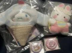 サンリオシナモロールアイスクリームマスコット マイメロディクロミ缶バッジ 等4点