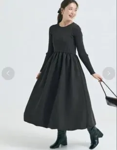 coca♡ チャコール　M バルーンワンピース 長袖 フレア